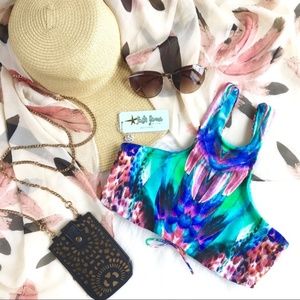 Luli Fama Quetzalcoatl Tropical Sporty Bikini Top
